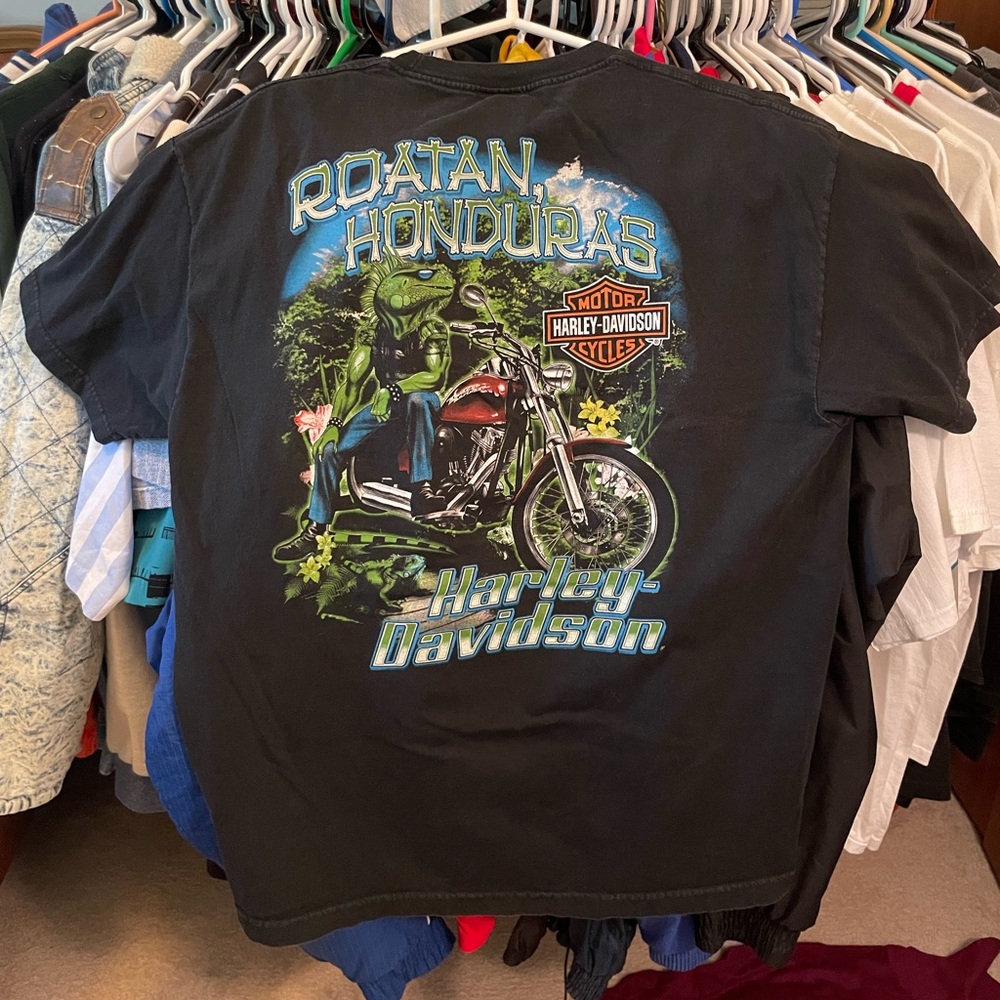 Vintage Harley Davidson Roatan Honduras Iguana T-shirt